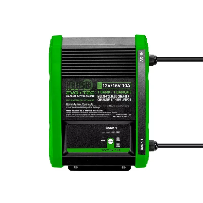 1 BANK 12/16V-10A LIFEPO4 BATT CHGR