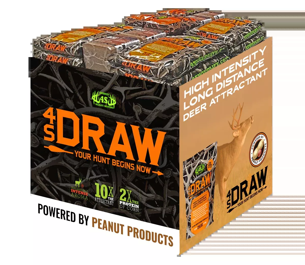 4S Advanced Wildlife Solutions Variety Boxes & End Cap | Multi‑Pack Deer Feed & Attractant Assortments | For Landowners & Retail Displays