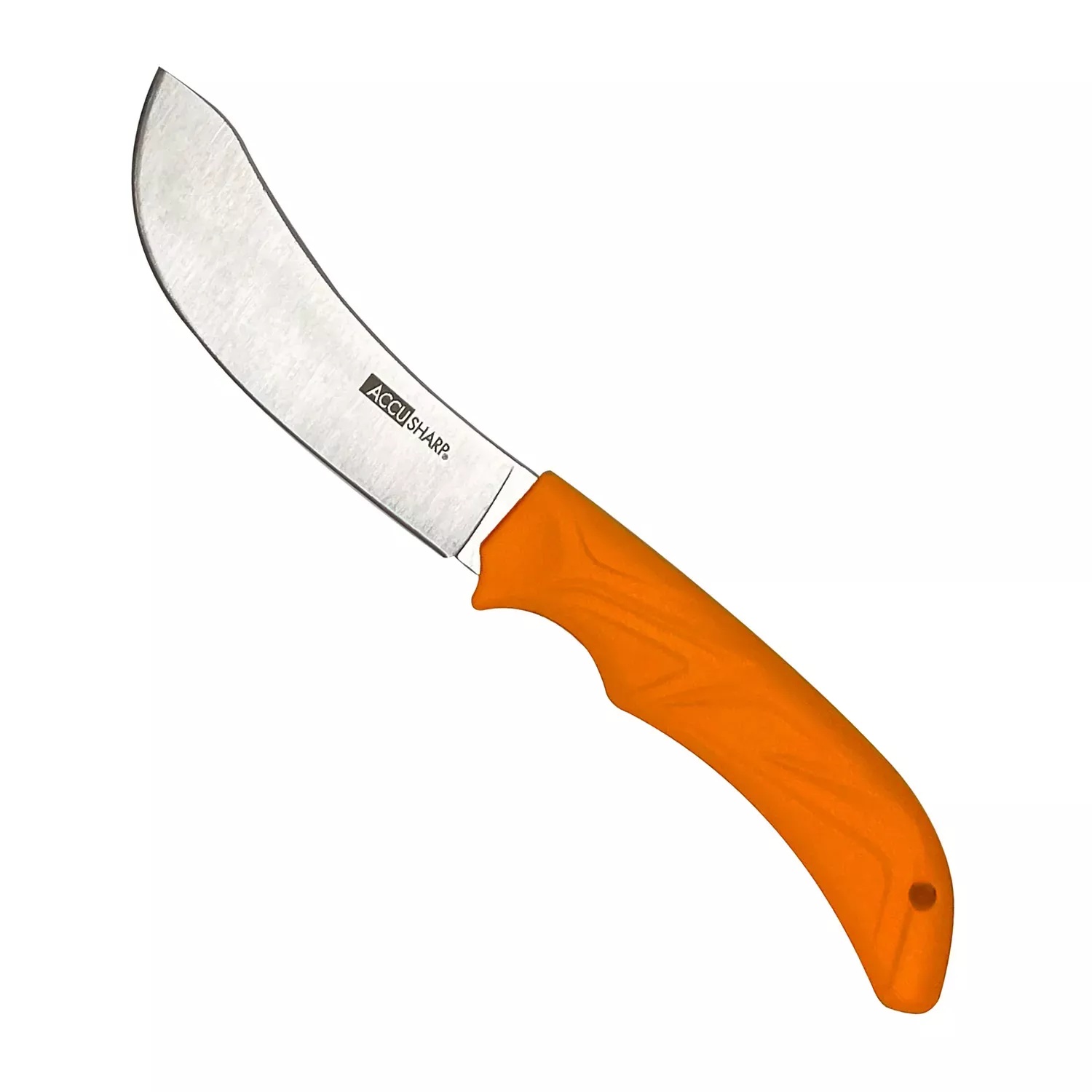 AccuSharp Butcher 4″ Fixed Butcher Plain Stainless Steel Blade/Blaze Orange Ergonomic Anti-Slip Rubber Handle