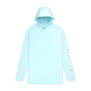 Aftco Samurai Sun Protection Hoodie Shirt Clearwater Heather 2X