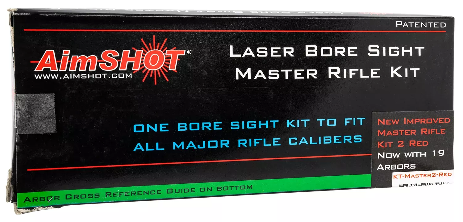 AimShot Master Kit,Multi-Caliber, Bore Sight with Red 650nM Laser, for Rifles (Batteries Not Included)