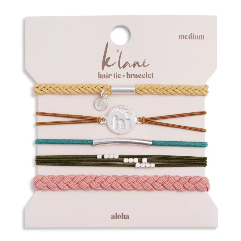 Aloha Silver Hawaii Charm Hair Tie Bracelets
