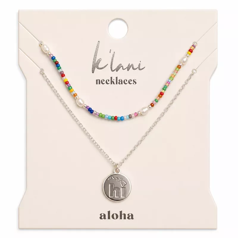 Aloha Silver Hawaii Necklace Set