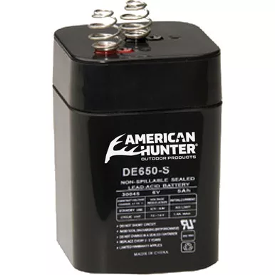 American Hunter DE-30045 Rechargeable Battery 6V Spring Top, Black