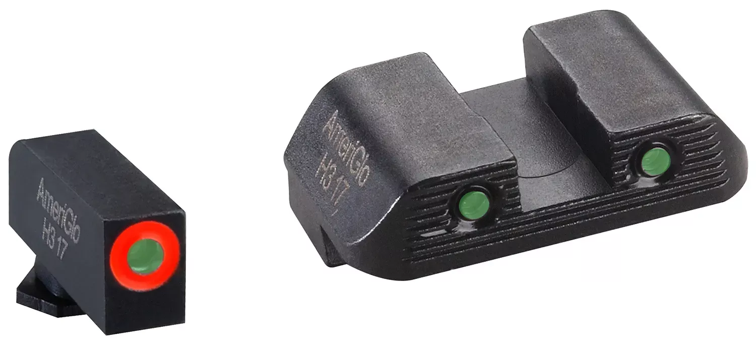 AmeriGlo Trooper Set 3-Dot Tritium Green w Orange Outline Front/Green Rear Glock 42/43/43X/48