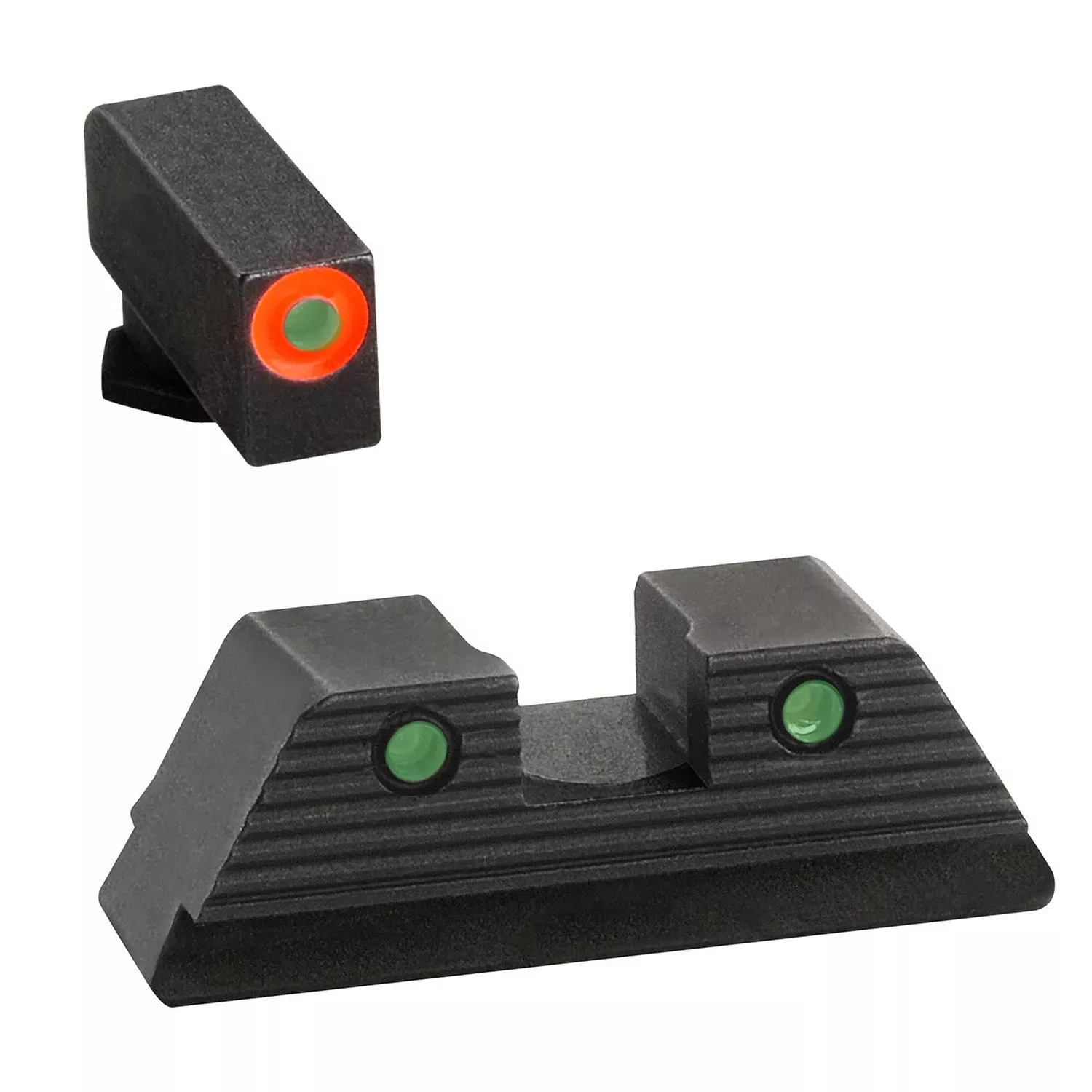 AmeriGlo Trooper Set3-Dot Tritium Green with Orange Outline Front, Green with Black Outline Rear Black Frame for Glock 17,19,19x,26,34,45 Gen5 with or without MOS Slide