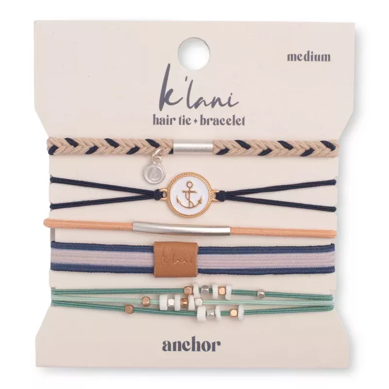 Anchor Nautical Colors with Anchor Charm Hair Tie Bracelets