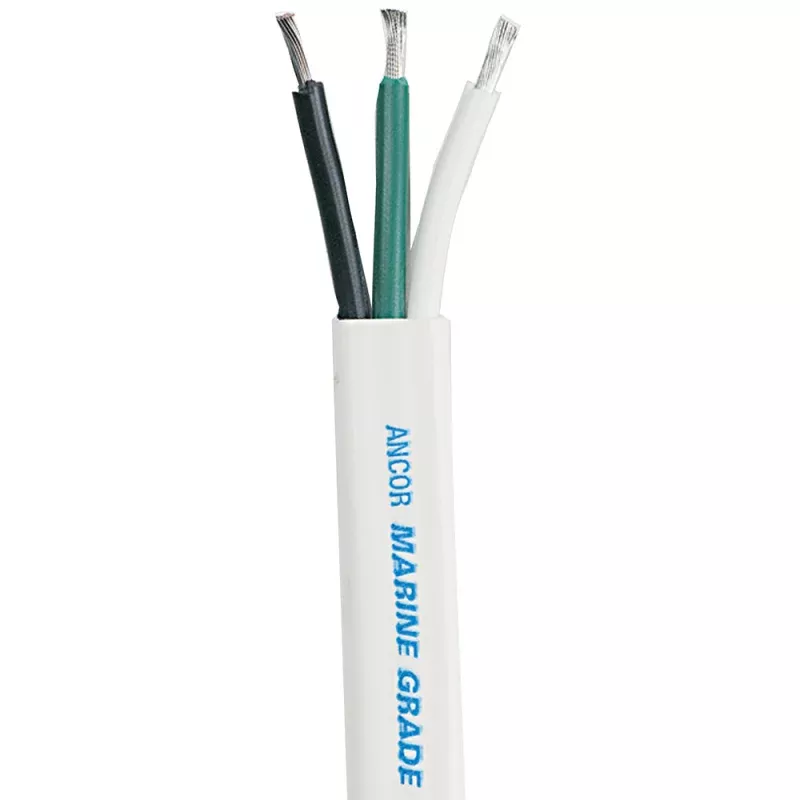Ancor White Triplex Cable – 12/3 – White, Black, Green – Sold by the Foot