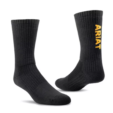 ARIAT Premium Cotton Crew Work Socks, 3-Pair Pack (AR2239)