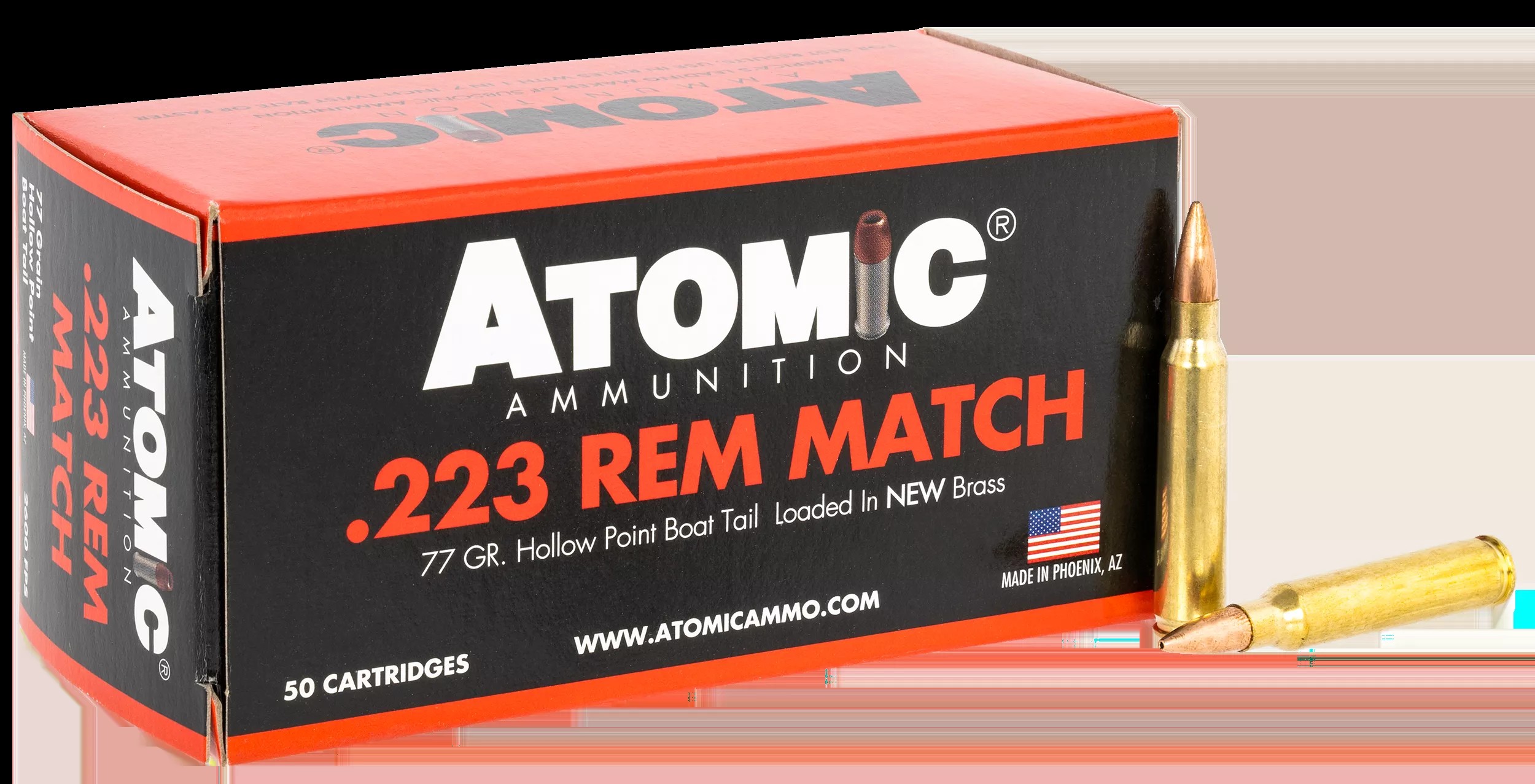 Atomic Rifle 223 Rem 77 Gr. Hollow Point Boat-Tail 50/Box
