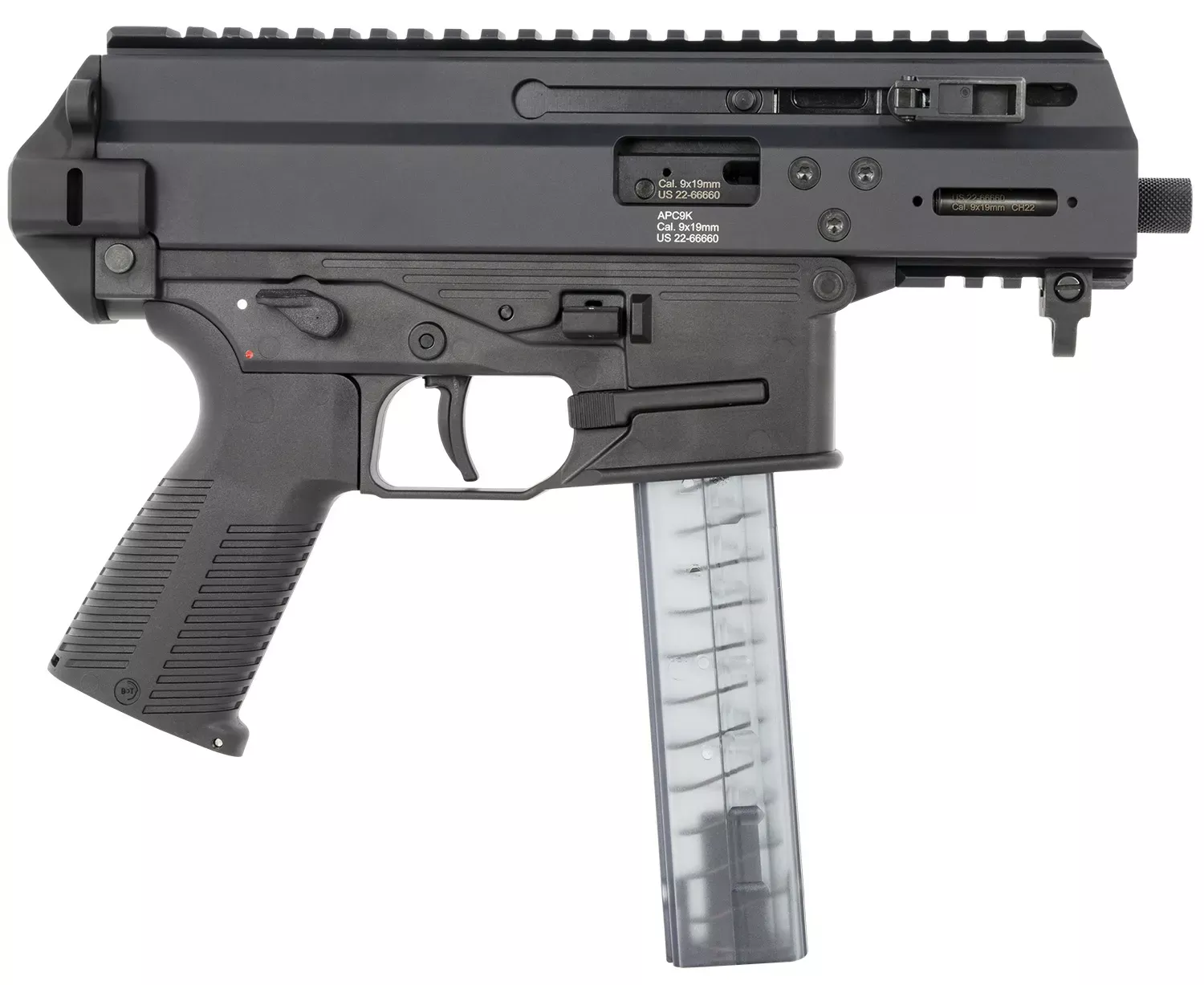B&T Firearms APC9K 9mm 30+1 4.30″ Threaded Barrel Steel Upper Polymer Lower Blowback Action Pic Rail 2-Stage Trigger 36176502