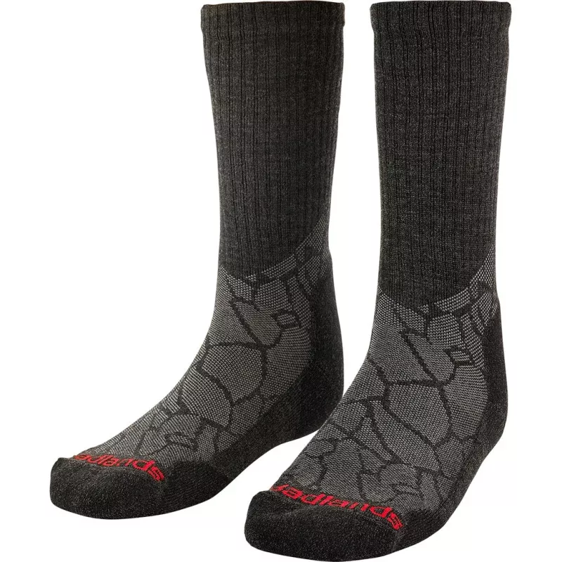 Badlands Lightweight Merino Crew Sock Black/Grey Large – Superior Comfort and Durability