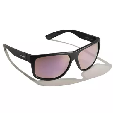 Bajio Boneville Sunglasses Matte Black Frame Rose Mirror Polycarbonate Lenses