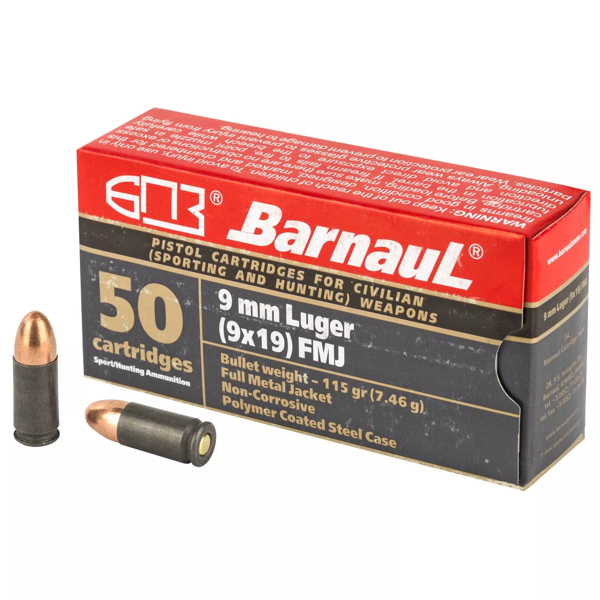 Barnaul 9mm Lgr 115gr Fmj 50/500