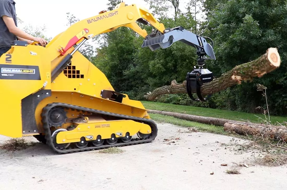 Baumalight Mini Skid-Steer Log Grapple w/ Rotator | Model LMR316G | Width 34″ | 5-20 GPM | For Mini Skid Steers