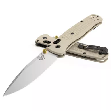 Benchmade 535 Bugout AXIS Folding Knife 3.24" Satin Plain Blade and Tan Grivory Handle