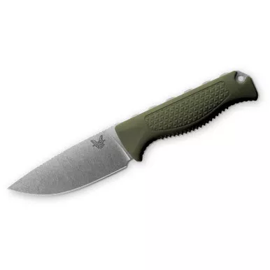 Benchmade Hunt Steep Country Fixed 3.54" Stonewashed Drop Point Olive Green Santoprene