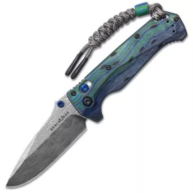 Benchmade Limited Edition Water Mini Adira Folding Knife 3.21" Bifrost Damasteel Drop Point Blade