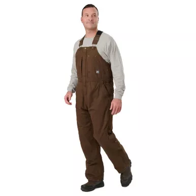 BERNE Men's Heartland Insulated Washed Duck Bib Overall (B377)