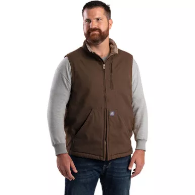 BERNE Men's Heartland Sherpa-Lined Washed Duck Vest (V818)