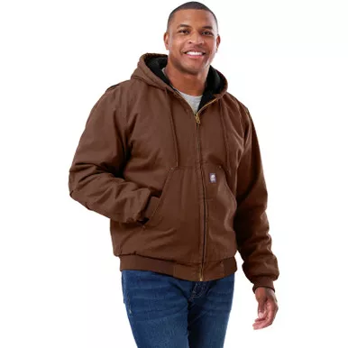 BERNE Men's Heartland Washed Duck Hooded Work Jacket (HJ375)