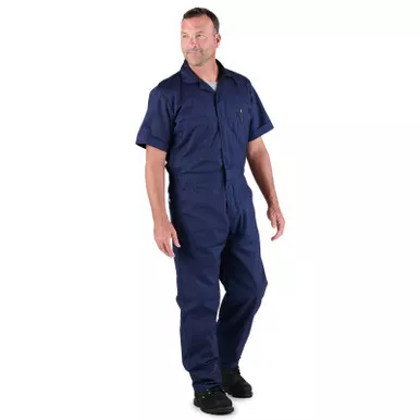 BERNE Men's Heritage Short Sleeve Poplin Navy Coverall (P700NV)