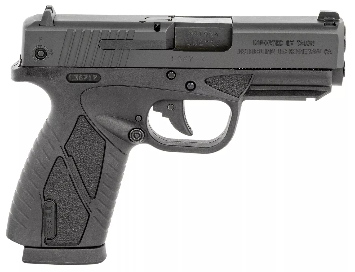 BersaBPCC Concealed Carry 9mm Luger Caliber with 3.30″ , 8+1, Matte Black Finish