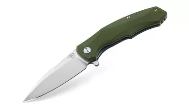 BESTECH KNIVES Warwolf 3.5in D2 Stonewash/Satin Blade Army Green G10 Folding Knife (BG04B)