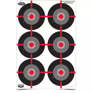BIRCHWOOD CASEY Dirty Bird 12x18in Multiple Bull's-Eye Targets, 8-Pack (35705)