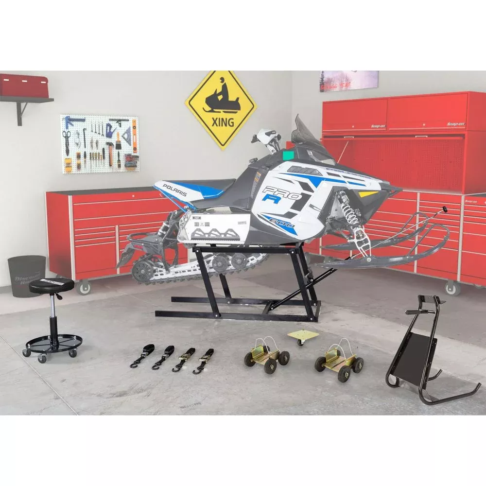 Black Widow Black Ice Essential Snowmobile Shop Kit | Model SNO-SK-E | Lift Height 25″ | Capacity 700 lb | For Snowmobiles