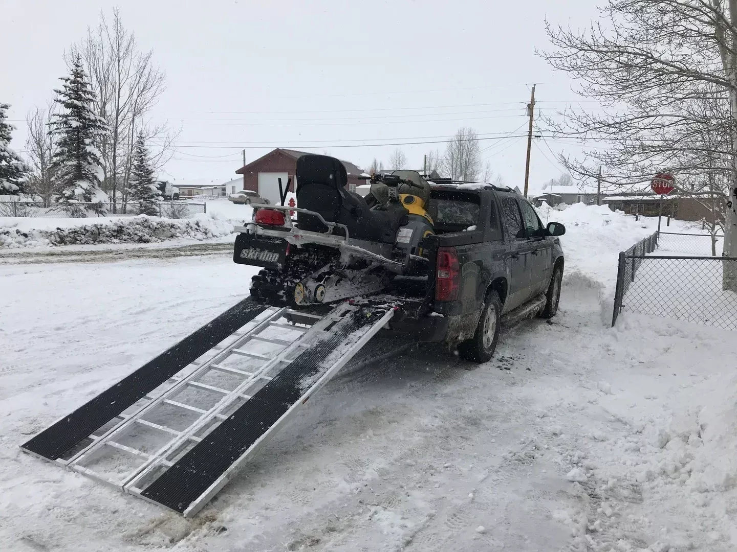Black Widow Black Ice Folding Snowmobile Ramp | Model SNO-9454-HDXW | Size 7’10” x 54″ | Capacity 1,500 lb | For Snowmobile Loading