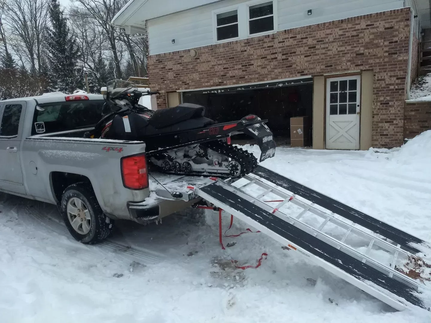 Black Widow Black Ice Folding Snowmobile Ramp | Size 7’10” L x 54″ W | 1,500 lb Capacity | Horsepower 4 To 90+ HP | For Snowmobiles & ATVs
