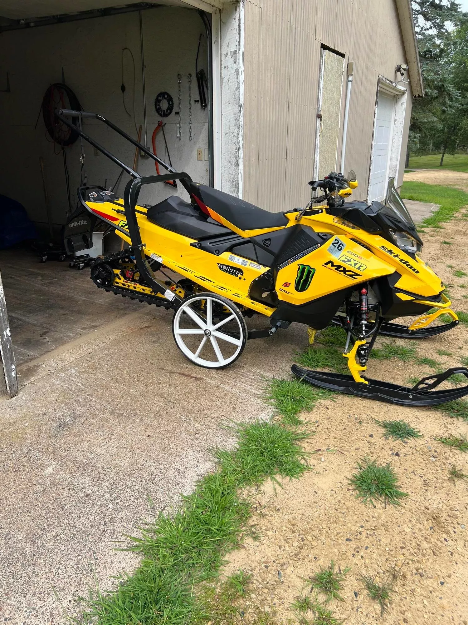 Black Widow Black Ice Snowmobile Shop Dolly | Model SNO-1509 | Width 52.25″ | Capacity 750 lb | For Snowmobile Moving & Garage Positioning