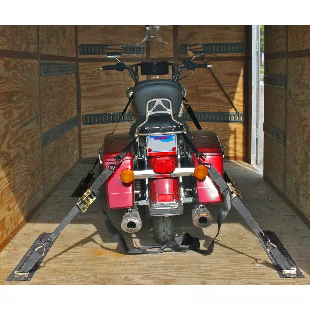 Black Widow E-Track Motorcycle Tie-Down Kit | Model ETrack-Kit | 36" Tracks | 2,500 lb Break Strength | 4 To 90+ HP | For Trailers & Truck