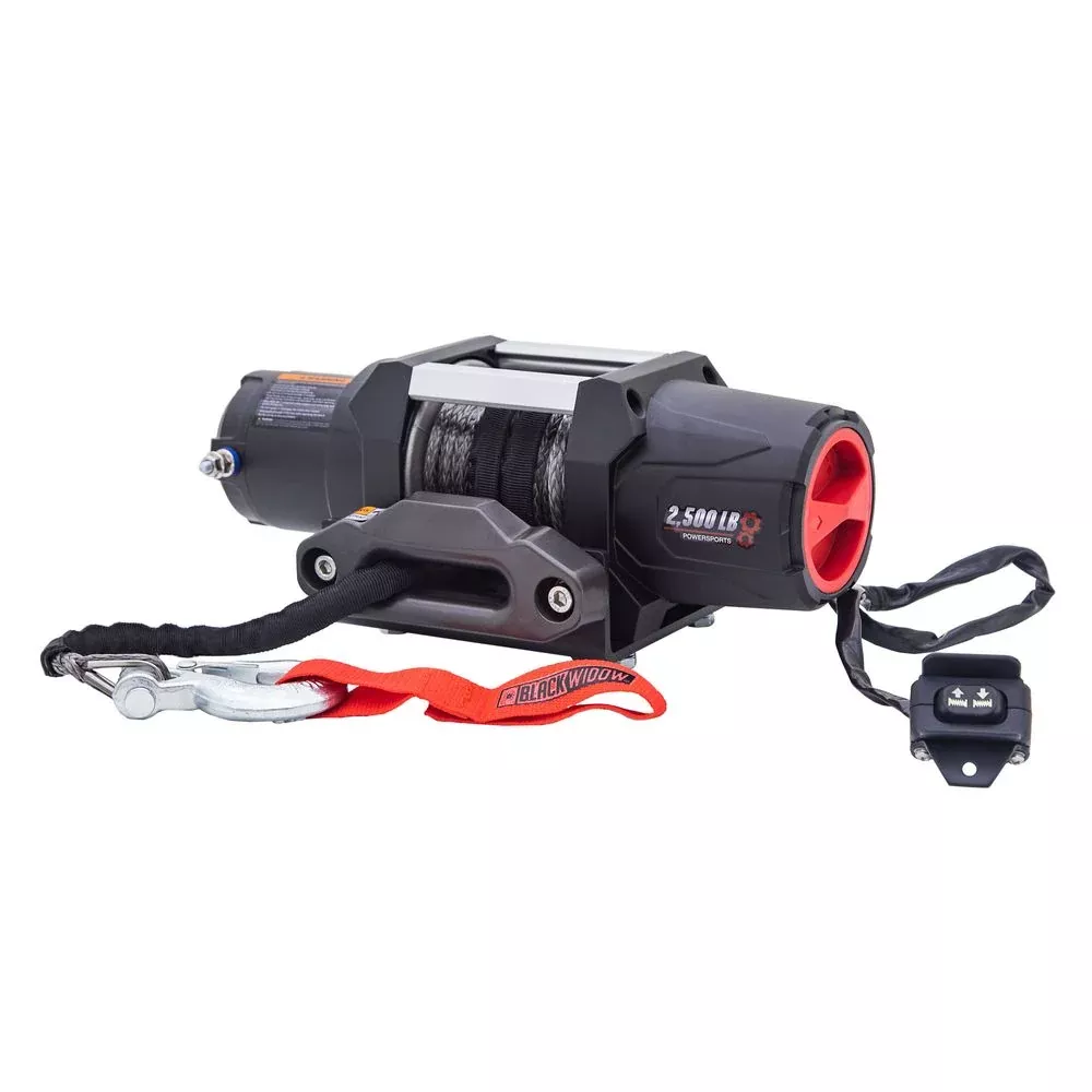 Black Widow Electric ATV/UTV Winch | Model ATV-WINCH-2500 | Pull Capacity 2,500 lb. | Horsepower 4 To 90+ HP | For Universal ATV & UTV