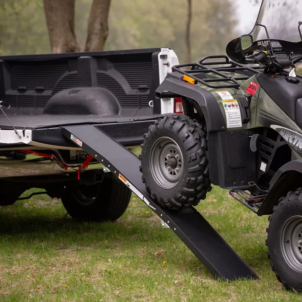 Black Widow Folding Dual Runner ATV Ramps | Model A-8412-1200-2 | Size 6’7″ L x 9.875″ W | Capacity 1,500 lb. | Horsepower 4 To 90+ HP | For ATV & UTV Loading