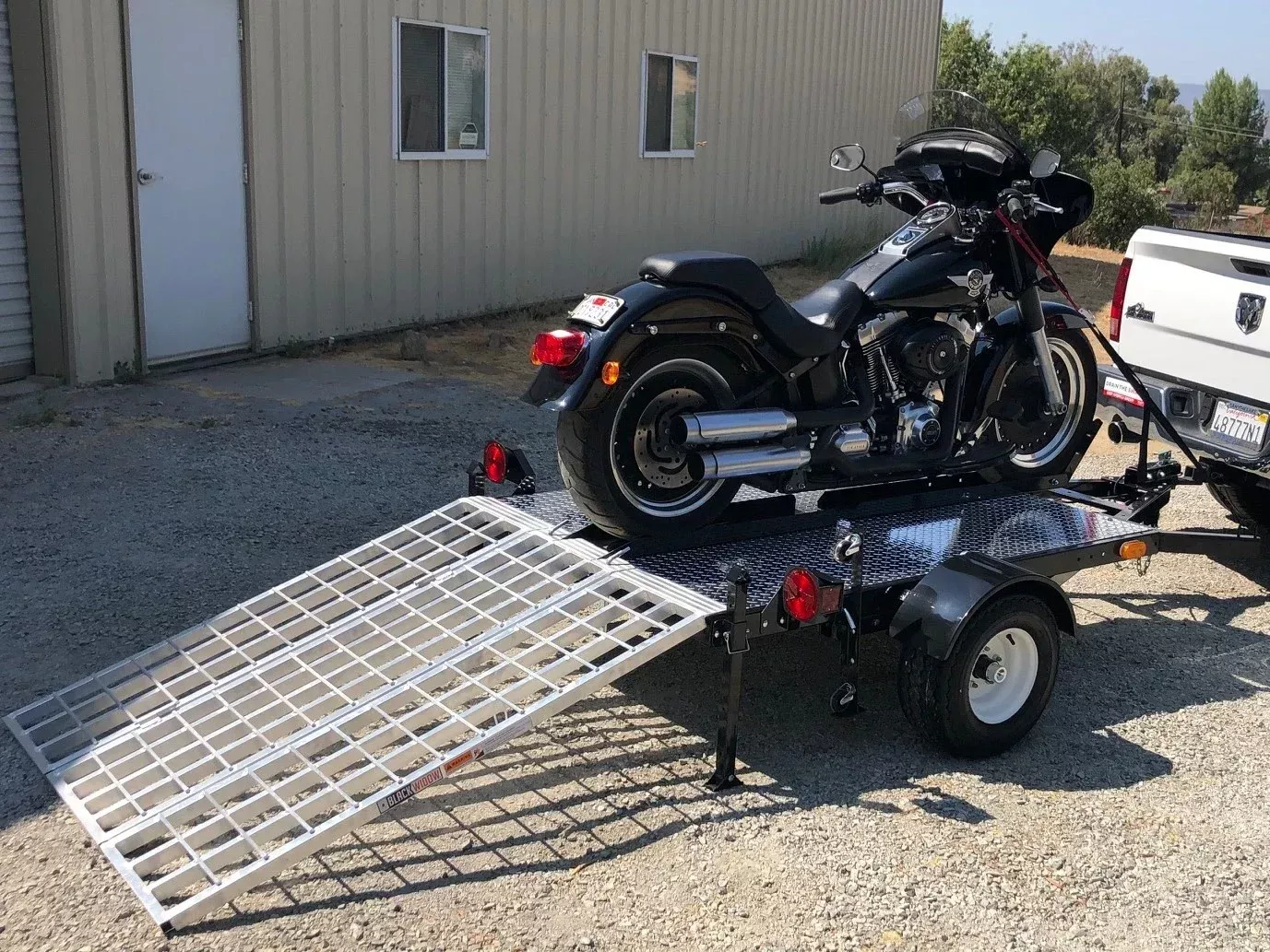 Black Widow Folding Motorcycle Trailer Ramp | Model TF-6050-1500A | Size 49-1/8″ Wide | Capacity 1,500 lb | Horsepower 4 To 90+ HP | For Trailers & Truck Beds