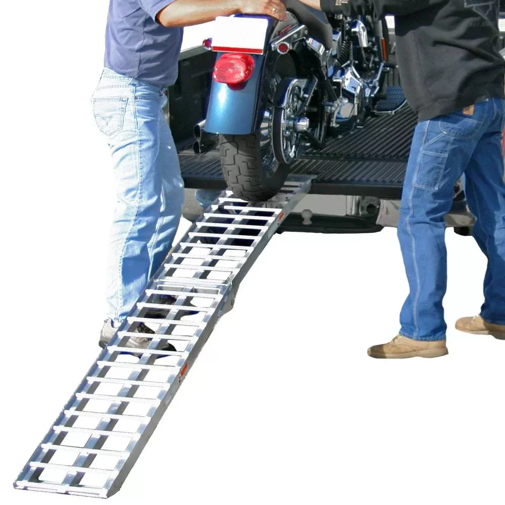 Black Widow Heavy Duty Arched Folding Motorcycle Ramp | Model AF-9012-HD | 89″ Length x 11.25″ Width | Capacity 1,500 lb | Horsepower 4 To 90+ HP | For Trucks & Trailers