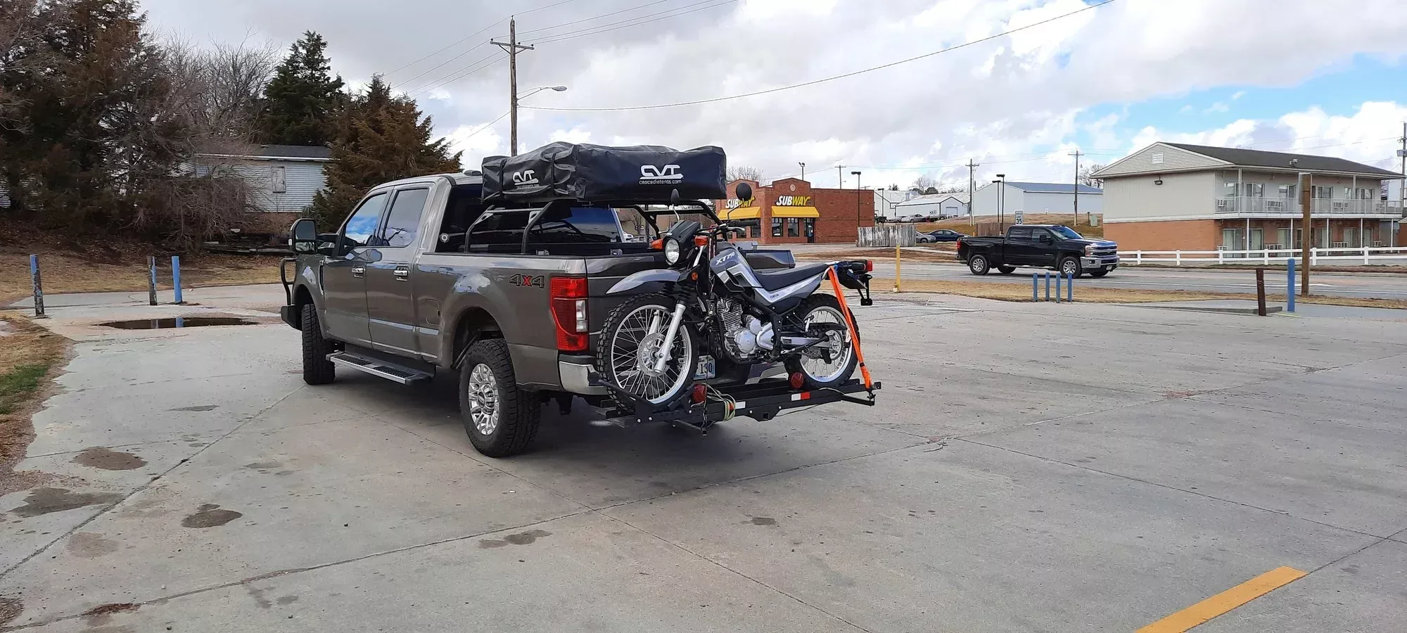 Black Widow Heavy Duty Motorcycle Carrier | Model MCC-600 | Track Size 79″ x 7.75″ | Capacity 600 lb | For Class III & IV Hitches