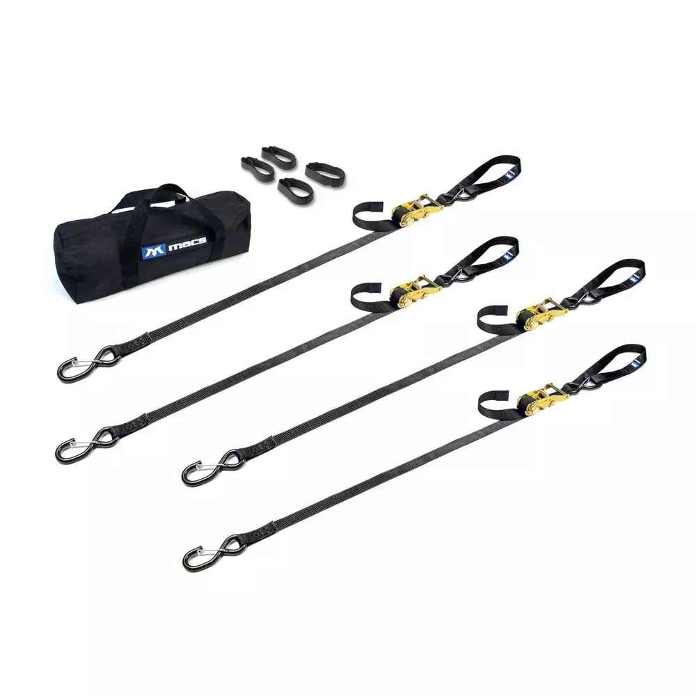Black Widow Motorcycle Ratchet Tie-Down Pack | Models 51042 & 51043 Series | Size 1″ x 6′ & 1″ x 10′ | Break Strength 2,800 lb | 4 To 90+ HP | For Motorcycles, ATVs & UTVs