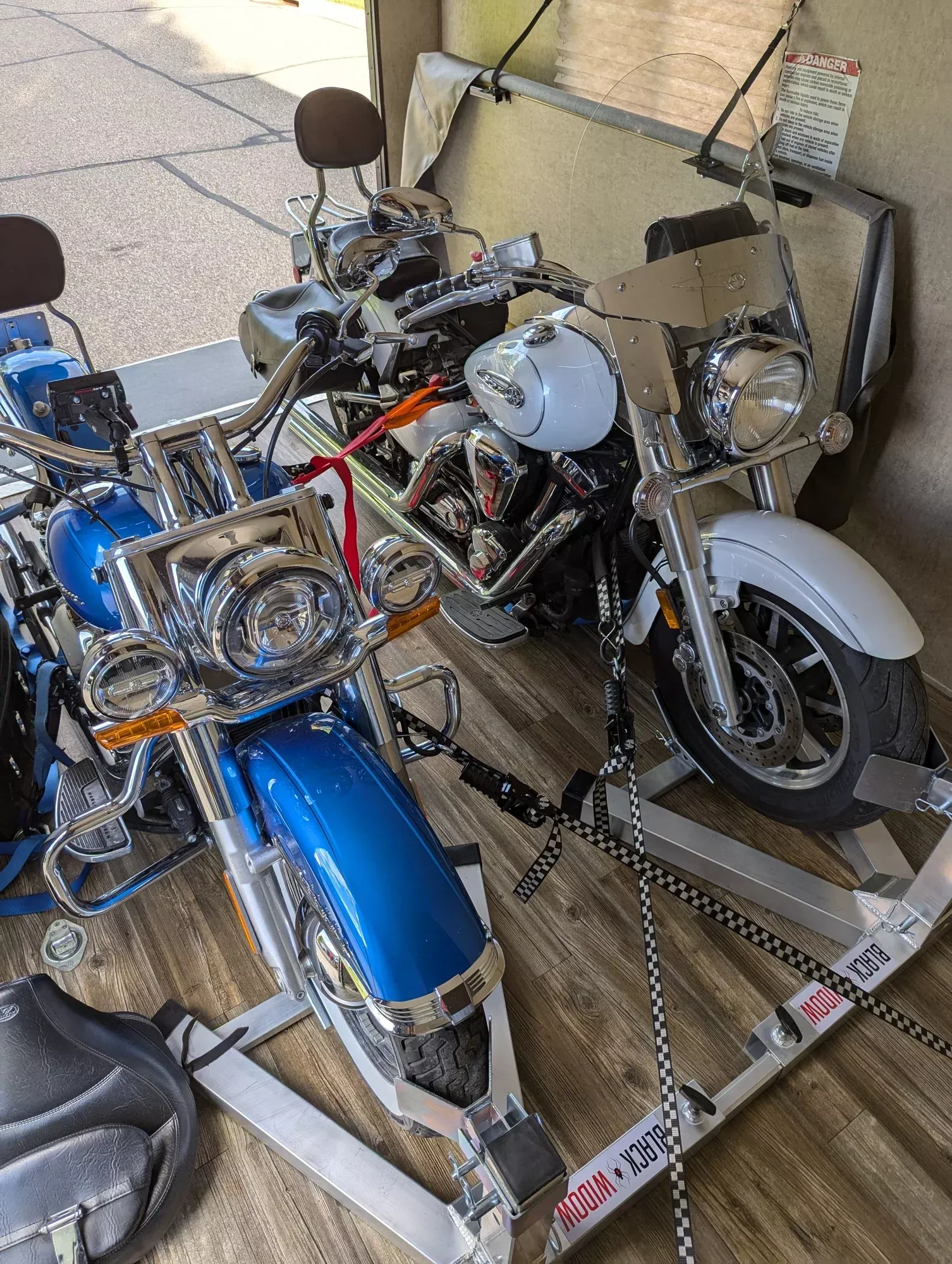 Black Widow Two Adjustable Width Motorcycle Wheel Chocks | Model BW-PRO-CHOCK-2 | Size Maximum 108″ | Horsepower 4 To 90+ HP | For Truck & Trailer