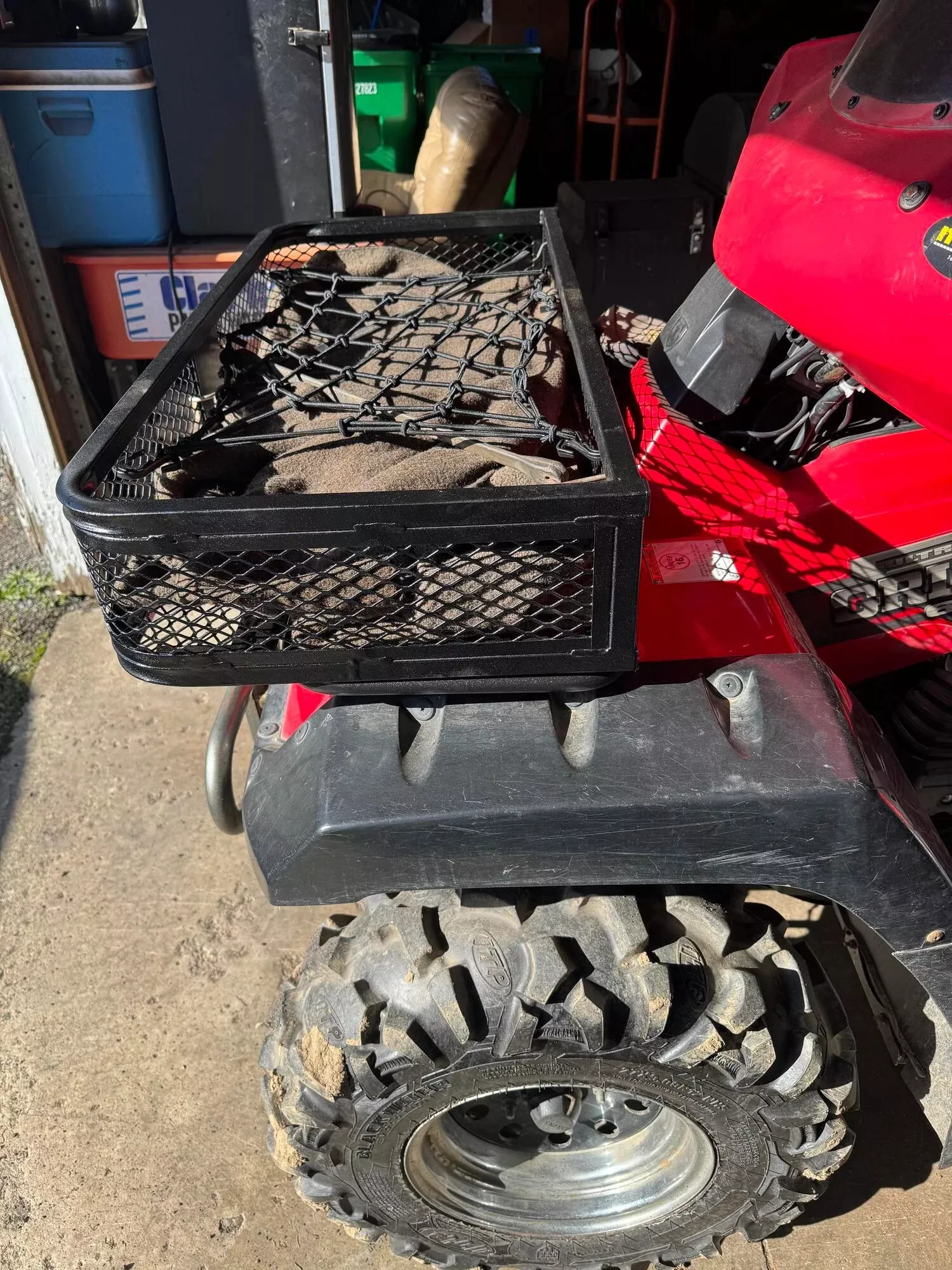 Black Widow Universal Deluxe Steel Mesh ATV Front Rack Basket | Model ATVFB-1057 | Size 36″ L x 17″ W x 6.5″ H | Capacity 300 lb. | Horsepower 4 To 90+ HP | For ATV & UTV Loading