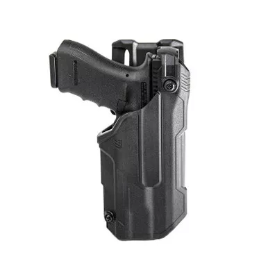 Blackhawk M990437BKR T-Series Level 3 Light-Bearing Duty Holster for Glock 17 22 with Streamlight TLR-1, Black, Right Hand