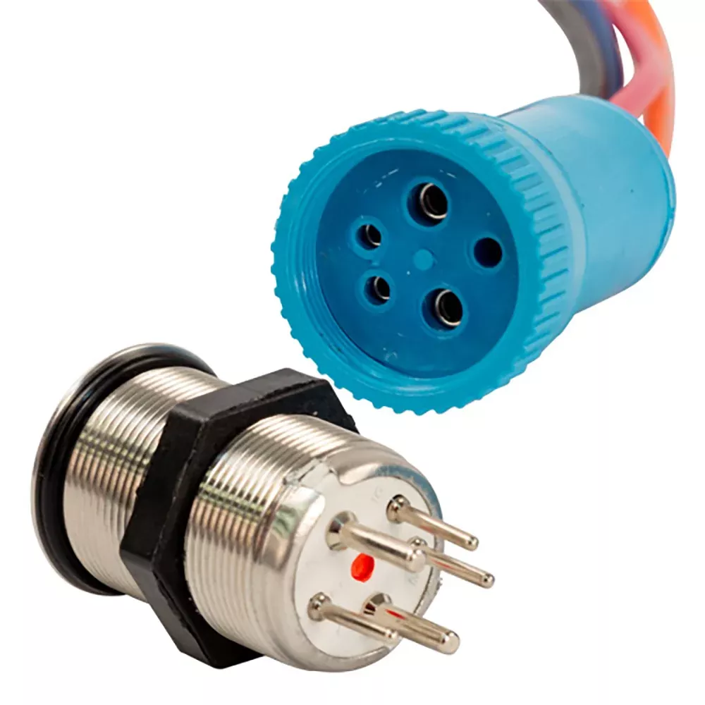 Bluewater 22mm In Rush Push Button Switch – Off/(On) Momentary Contact – Blue/Red LED