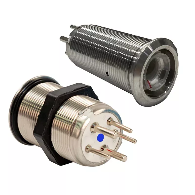 Bluewater 22mm Inrush Push Button Switch Off/On/On – Blue/Green/Red LED – Switch Body Only