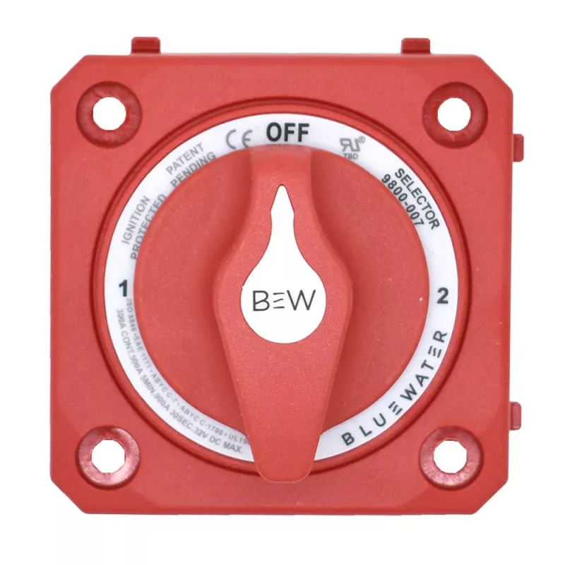 Bluewater Off/1/2/Both Battery Switch – Panel Mount – Red