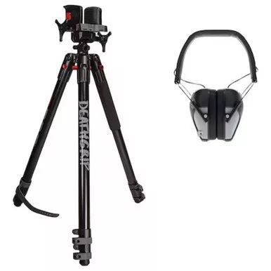 BOG DeathGrip Shooting Tripod with E-Max Pro Earmuffs
