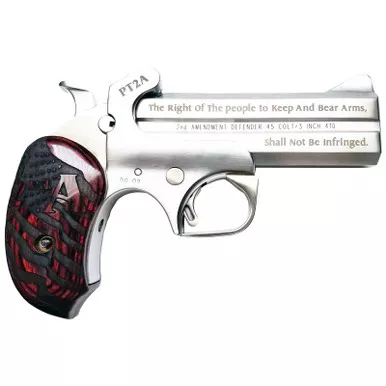 Bond Arms PT2A Protect the 2nd Amendment 38 Special,357 Mag 4.25" 2 Round Stainless Steel Rosewood Grip