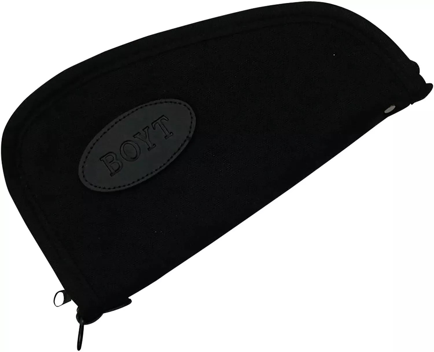 Boyt Harness Heart-Shaped Pistol Case made of Waxed Canvas with Black Finish, Quilted Flannel Lining, Full Length Zipper & Padding