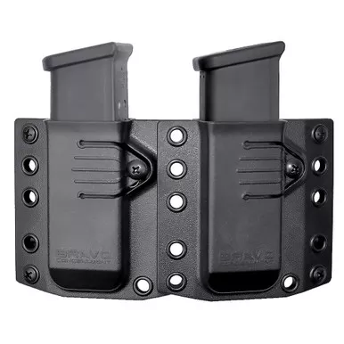 Bravo Concealment Double Magazine Pouch Fits Glock 43X, SIG Sauer P365, & Springfield Armory Hellcat Mags, Medium, 1.5" Belt Loops, Ambidextrous